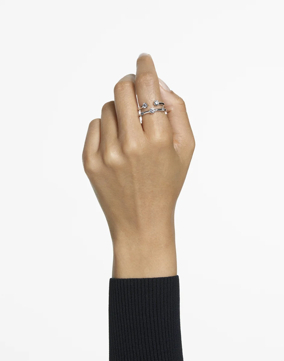 SWAROVSKI Nhẫn Constella, Set (2), Round Cut, White, Rhodium Plated
