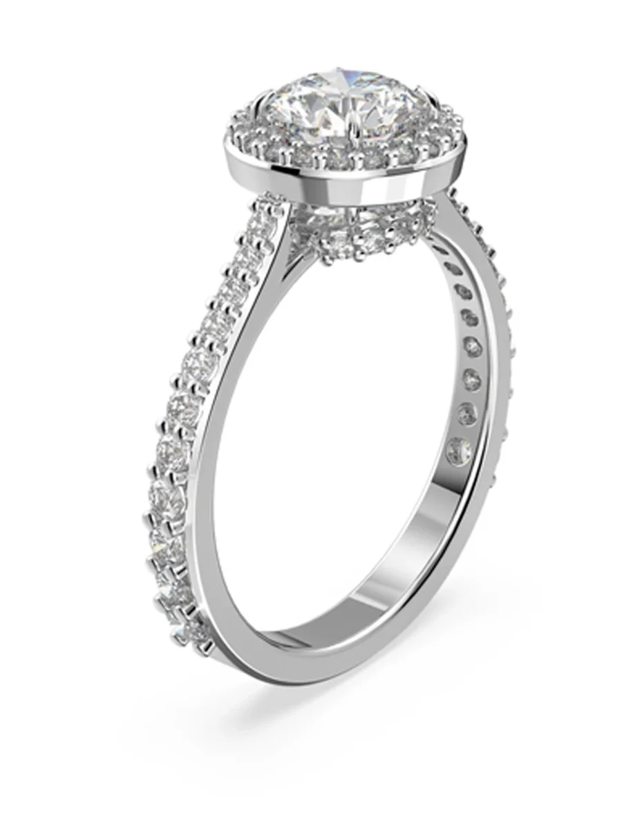 SWAROVSKI Nhẫn Constella Cocktail Round Cut, Pavé, White, Rhodium Plated