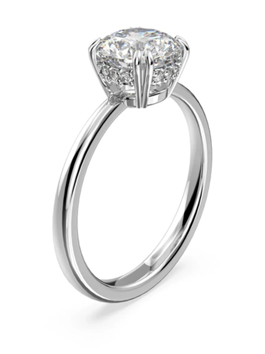 SWAROVSKI Nhẫn Constella Cocktail, Princess Cut, White, Rhodium Plated
