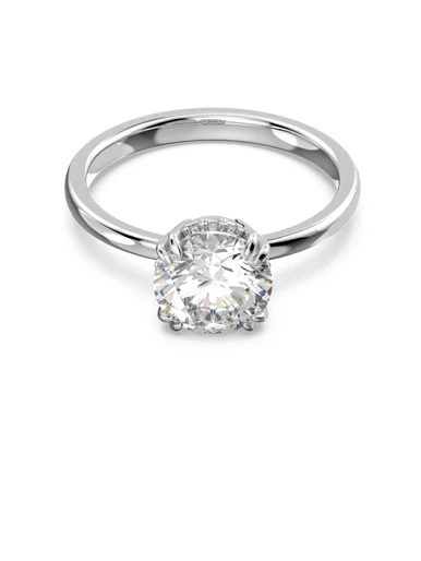 SWAROVSKI Nhẫn Constella Cocktail, Princess Cut, White, Rhodium Plated