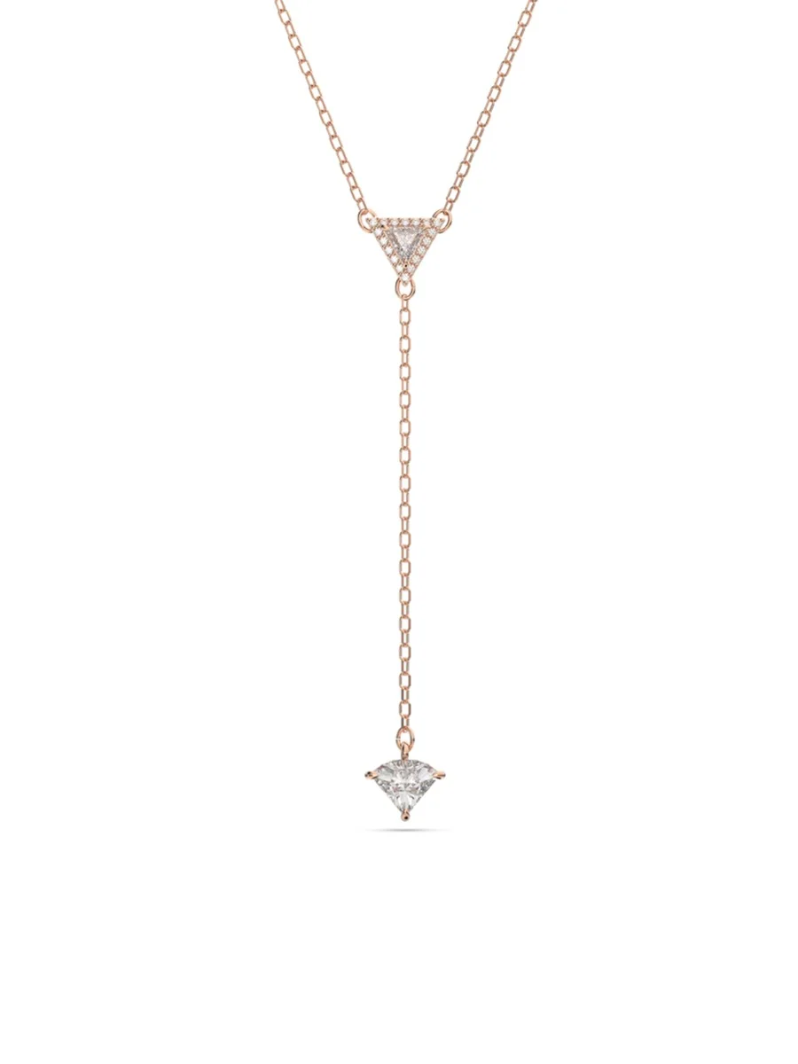 SWAROVSKI Vòng Cổ Ortyx Y, Triangle Cut, White, Rose Gold-Tone Plated