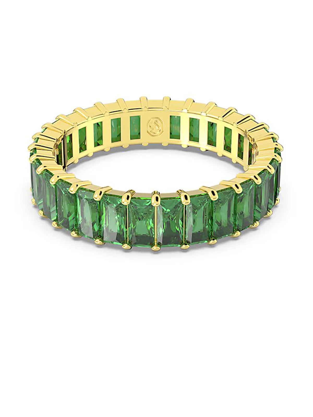 SWAROVSKI Nhẫn Matrix, Baguette Cut, Green, Gold-Tone Plated