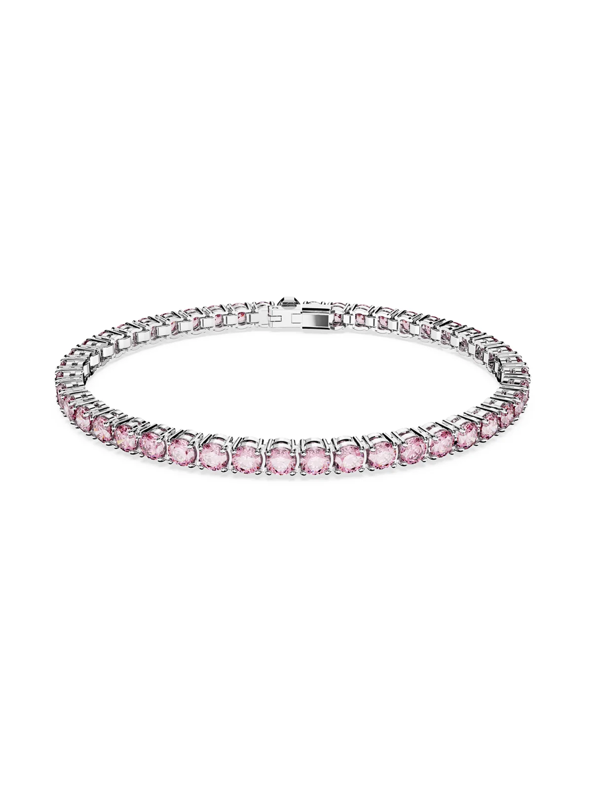 SWAROVSKI Vòng Tay Matrix Tennis , Round Cut, Small, Pink, Rhodium Plated