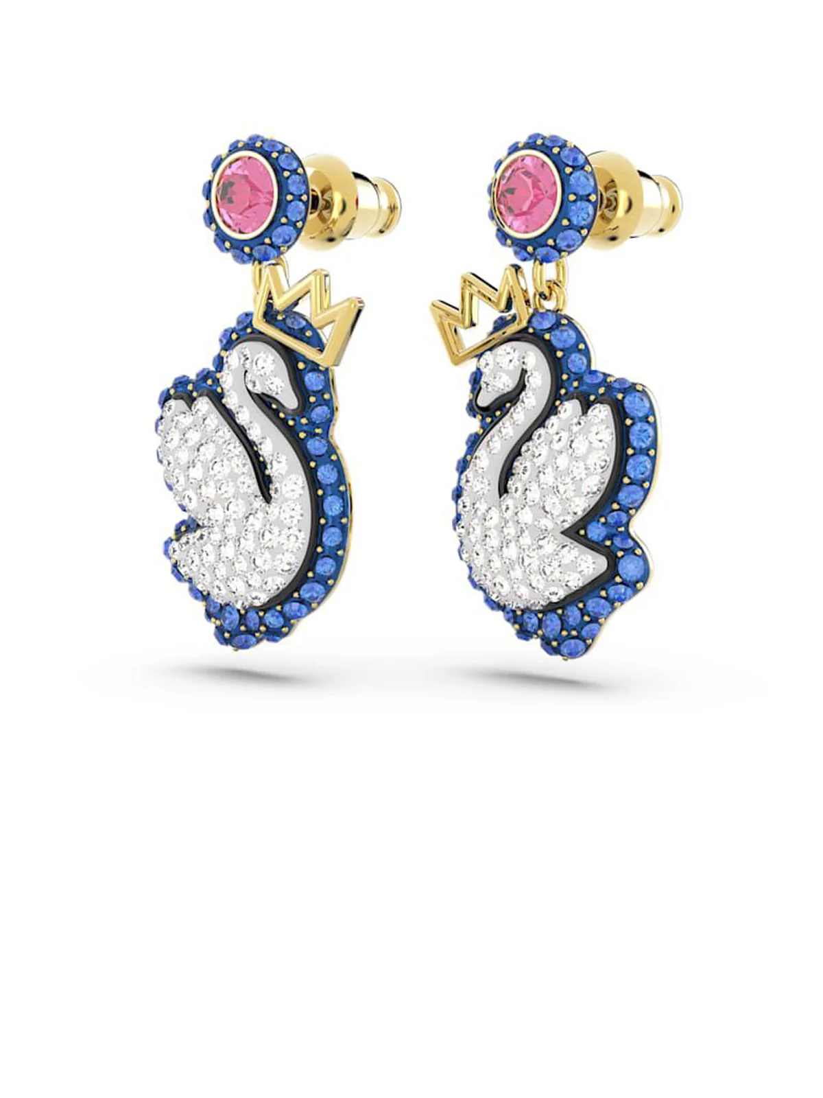 SWAROVSKI Bông Tai Pop Swan Drop, Blue, Gold-Tone Plated