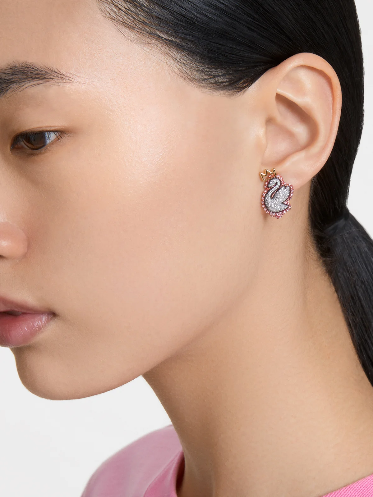 SWAROVSKI Bông Tai Pop Swan Stud, Set (3), Pink, Gold-Tone Plated