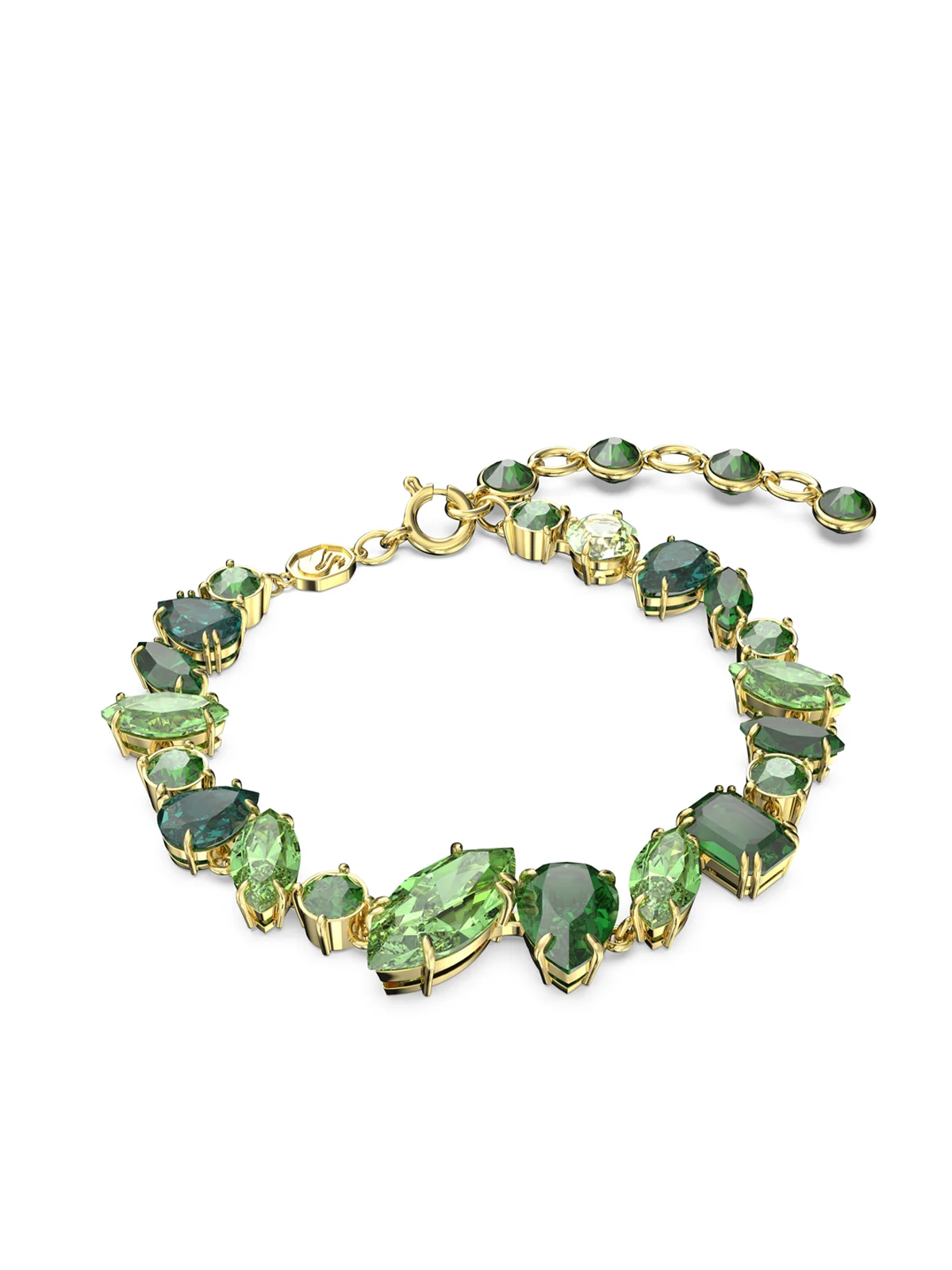 SWAROVSKI Vòng Tay Gema , Mixed Cuts, Green, Gold-Tone Plated