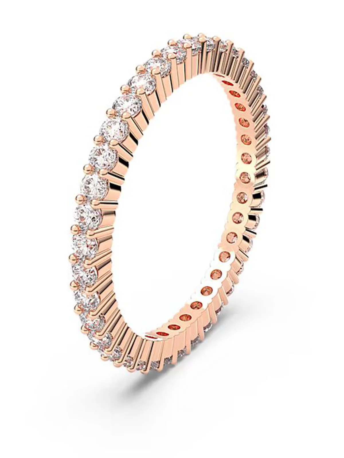 SWAROVSKI Nhẫn Vittore, Round Cut, White, Rose Gold-Tone Plated