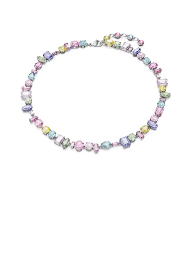 SWAROVSKI Vòng Cổ Gema, Mixed Cuts, Multicolored, Rhodium Plated