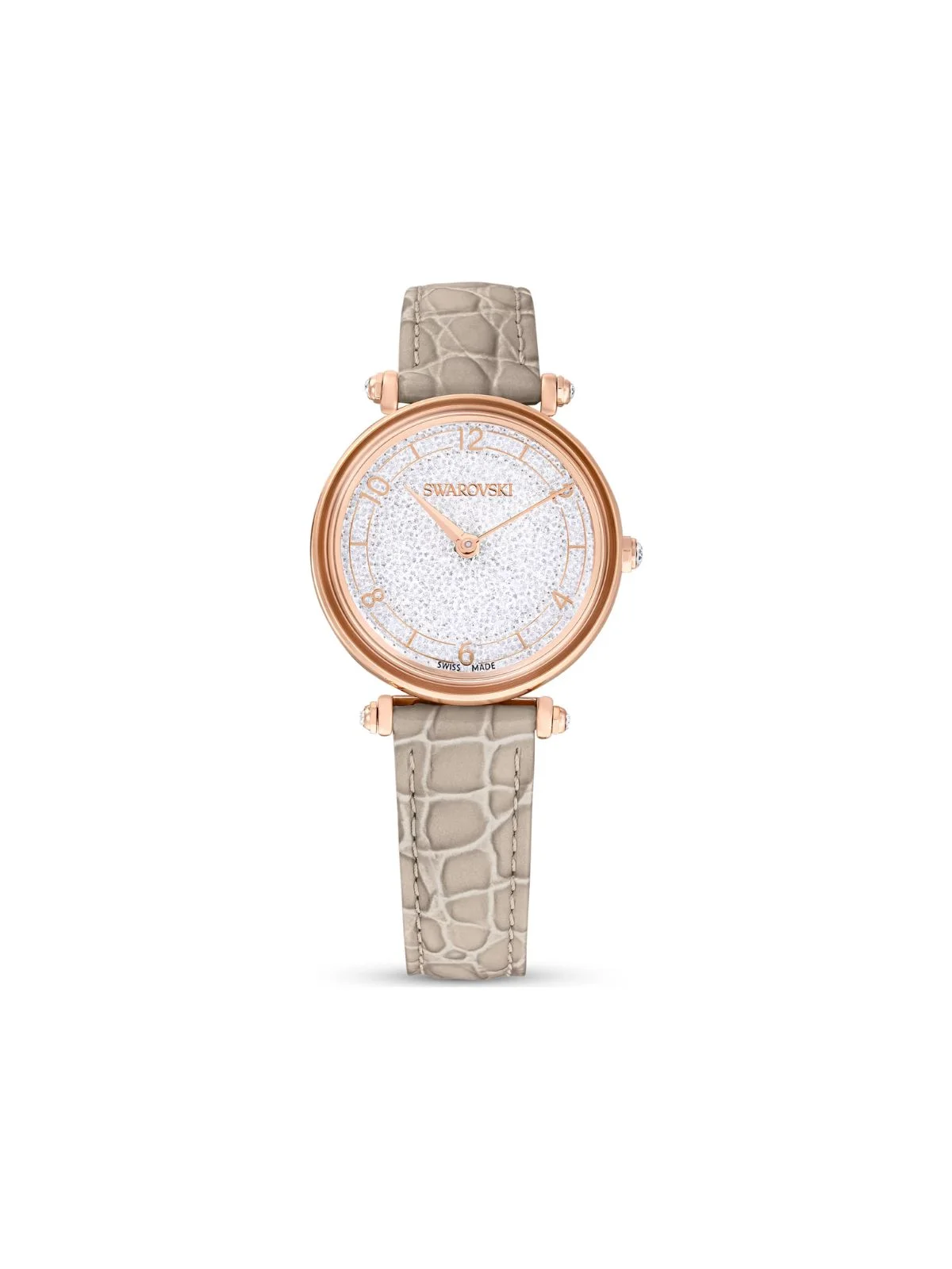 SWAROVSKI Đồng Hồ Crystalline Wonder, Swiss Made, Leather Strap, Beige, Rose Gold-Tone Finish