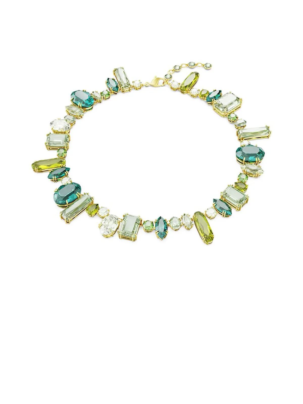 SWAROVSKI Vòng Cổ Gema, Mixed Cuts, Green, Gold-Tone Plated