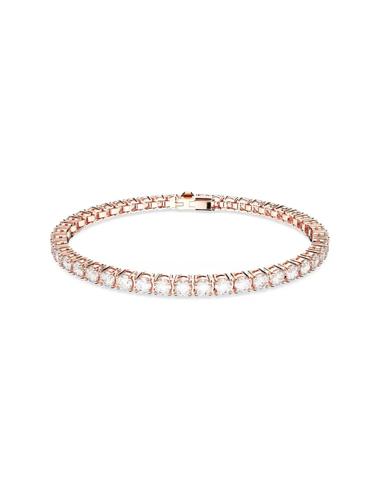 SWAROVSKI Vòng Tay Matrix Tennis , Round Cut, Small, White, Rose Gold-Tone Plated