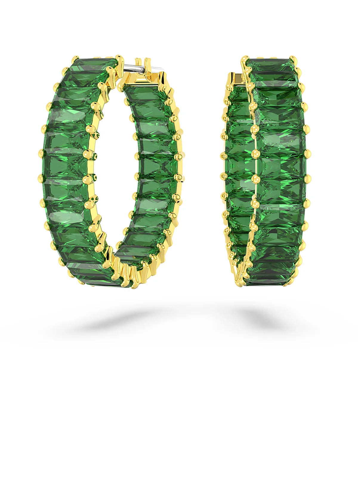 Bông Tai Matrix Hoop, Baguette Cut, Green, Gold-Tone Plated SWAROVSKI ...