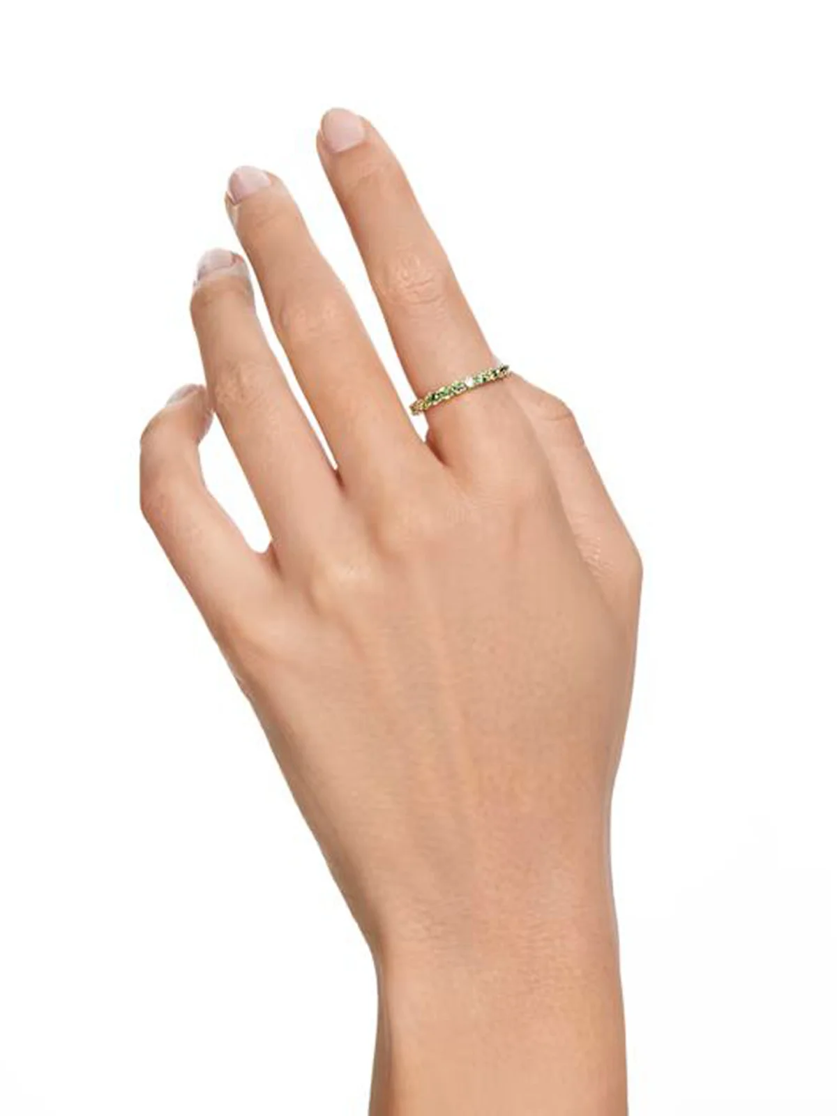 SWAROVSKI Nhẫn Matrix, Round Cut, Green, Gold-Tone Plated