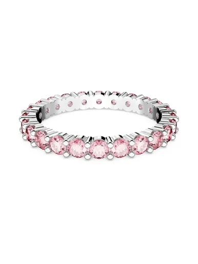 SWAROVSKI Nhẫn Matrix, Round Cut, Pink, Rhodium Plated