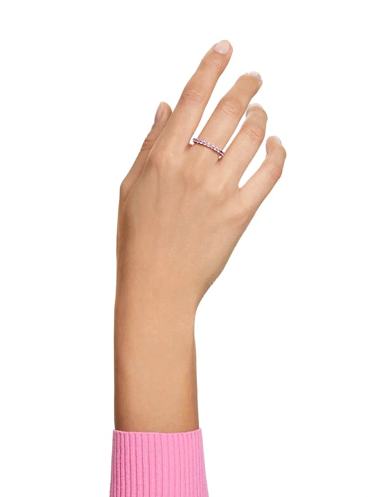 SWAROVSKI Nhẫn Matrix, Round Cut, Pink, Rhodium Plated