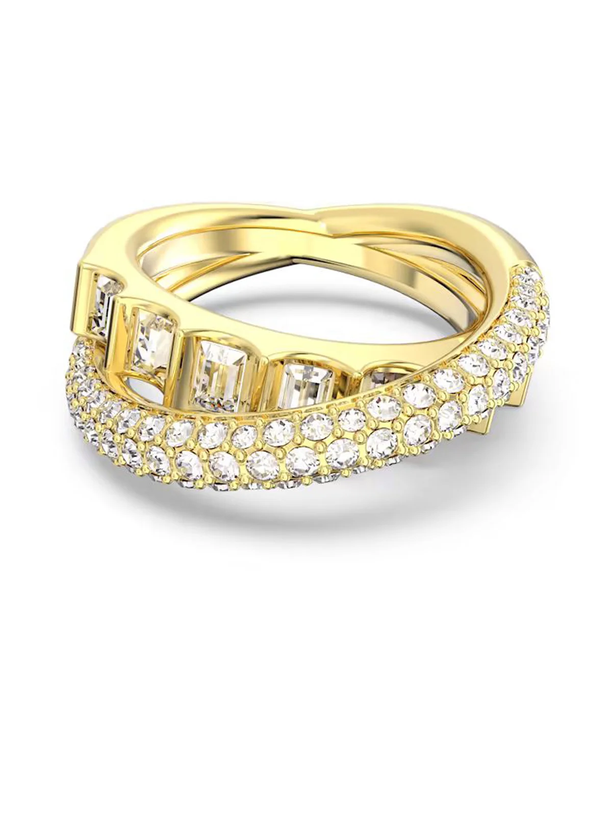 SWAROVSKI Nhẫn Rota Cocktail, Mixed Cuts, White, Gold-Tone Plated