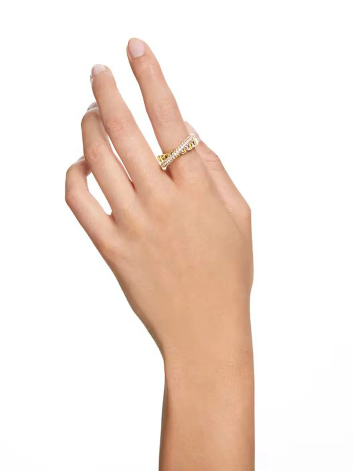 SWAROVSKI Nhẫn Rota Cocktail, Mixed Cuts, White, Gold-Tone Plated