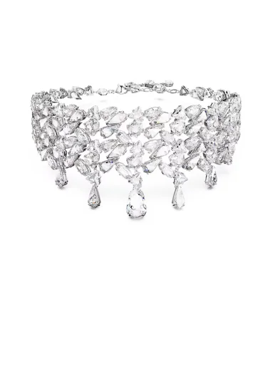 SWAROVSKI Vòng Cổ Mesmera Choker, Mixed Cuts, White, Rhodium Plated