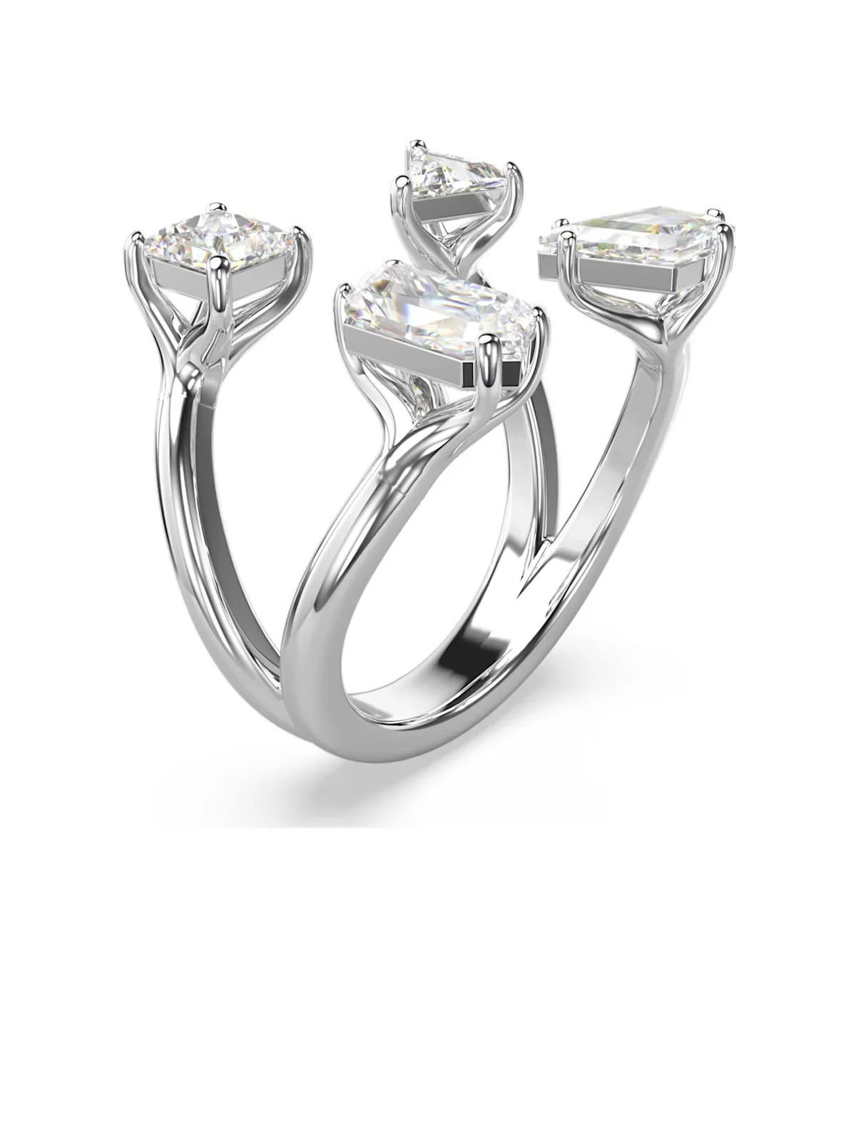 SWAROVSKI Nhẫn Mesmera Open, Mixed Cuts, White, Silver-Tone Finish