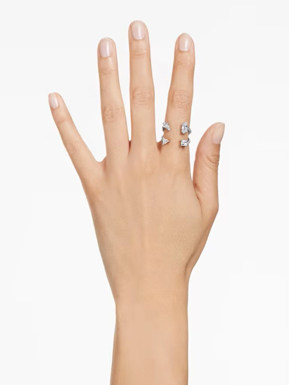 SWAROVSKI Nhẫn Mesmera Open, Mixed Cuts, White, Silver-Tone Finish