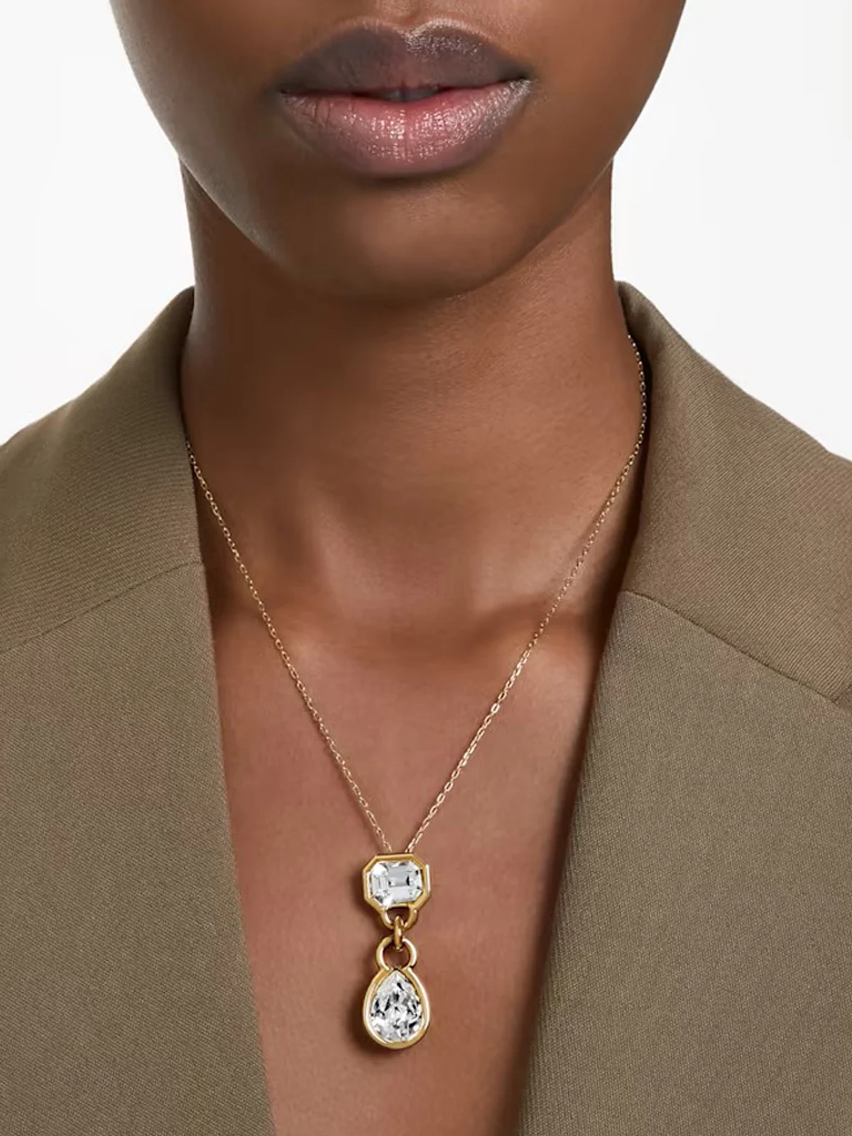 SWAROVSKI Vòng Cổ Dextera, Mixed Cuts, White, Gold-Tone Plated