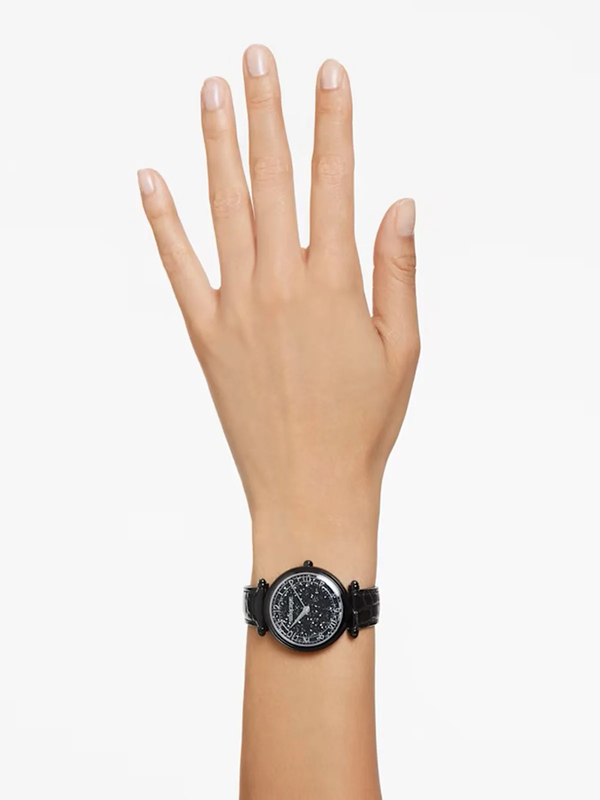 SWAROVSKI Đồng Hồ Crystalline Wonder, Swiss Made, Leather Strap, Black, Black Finish