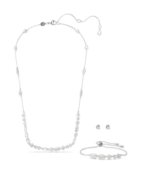 SWAROVSKI Bộ Trang Sức Mesmera Set, Mixed Cuts, Scattered Design, White, Rhodium Plated