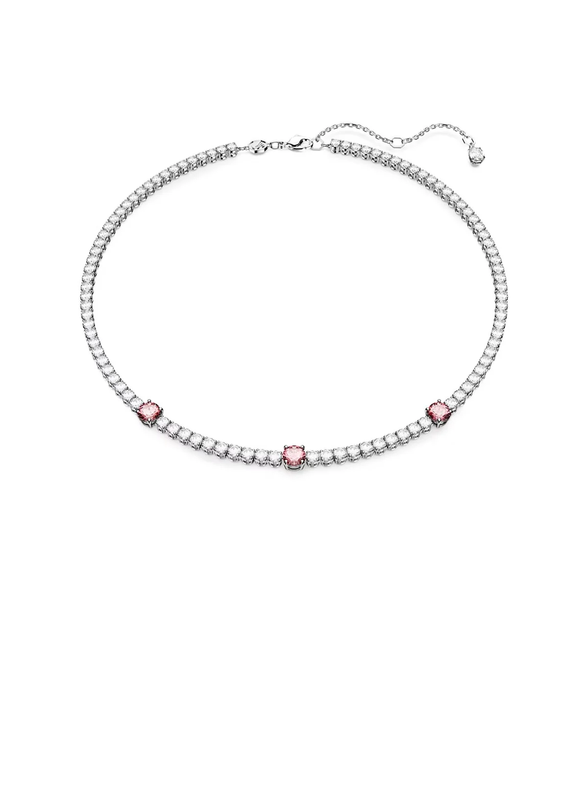 SWAROVSKI Vòng Cổ Matrix Tennis, Mixed Cuts, Pink, Rhodium Plated