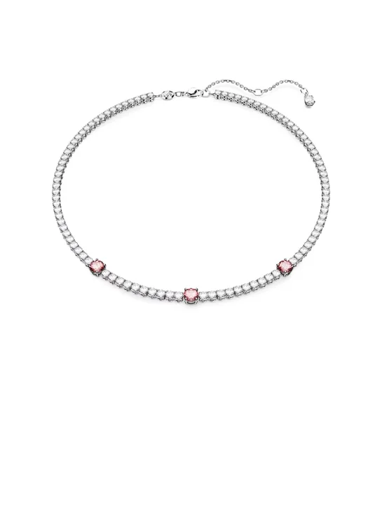 SWAROVSKI Vòng Cổ Matrix Tennis, Mixed Cuts, Pink, Rhodium Plated