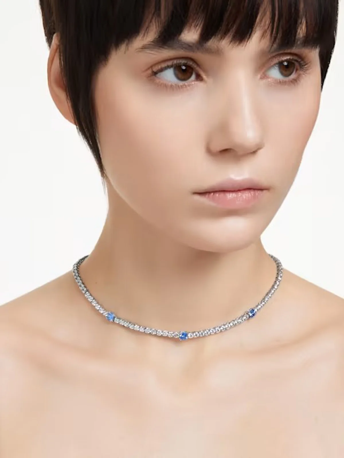 SWAROVSKI Vòng Cổ Matrix: Tn Blue Stone Blu/Rhs M
