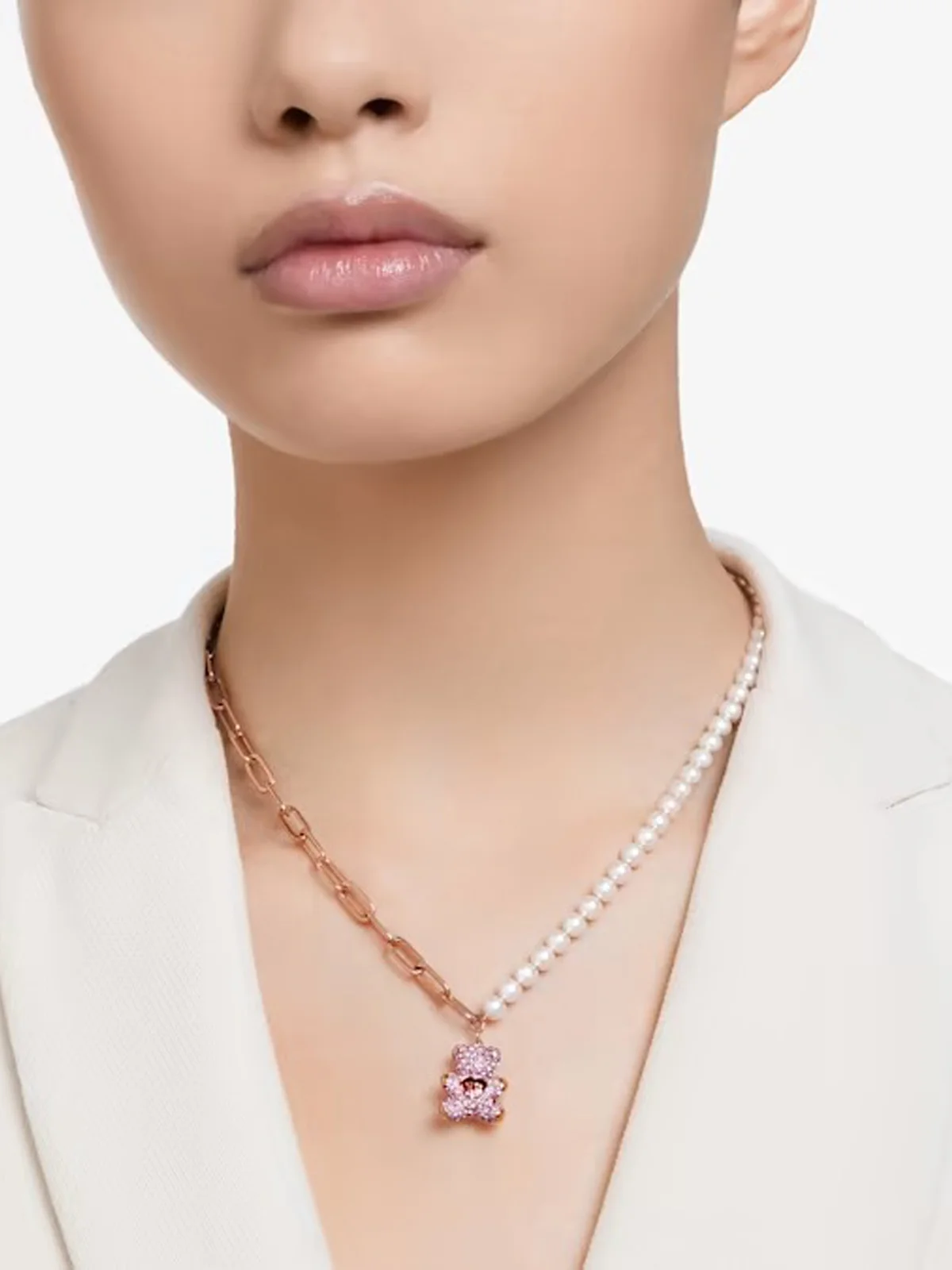 SWAROVSKI Vòng Cổ Mp Teddy: Pend Hrt Bear Ros/Ros
