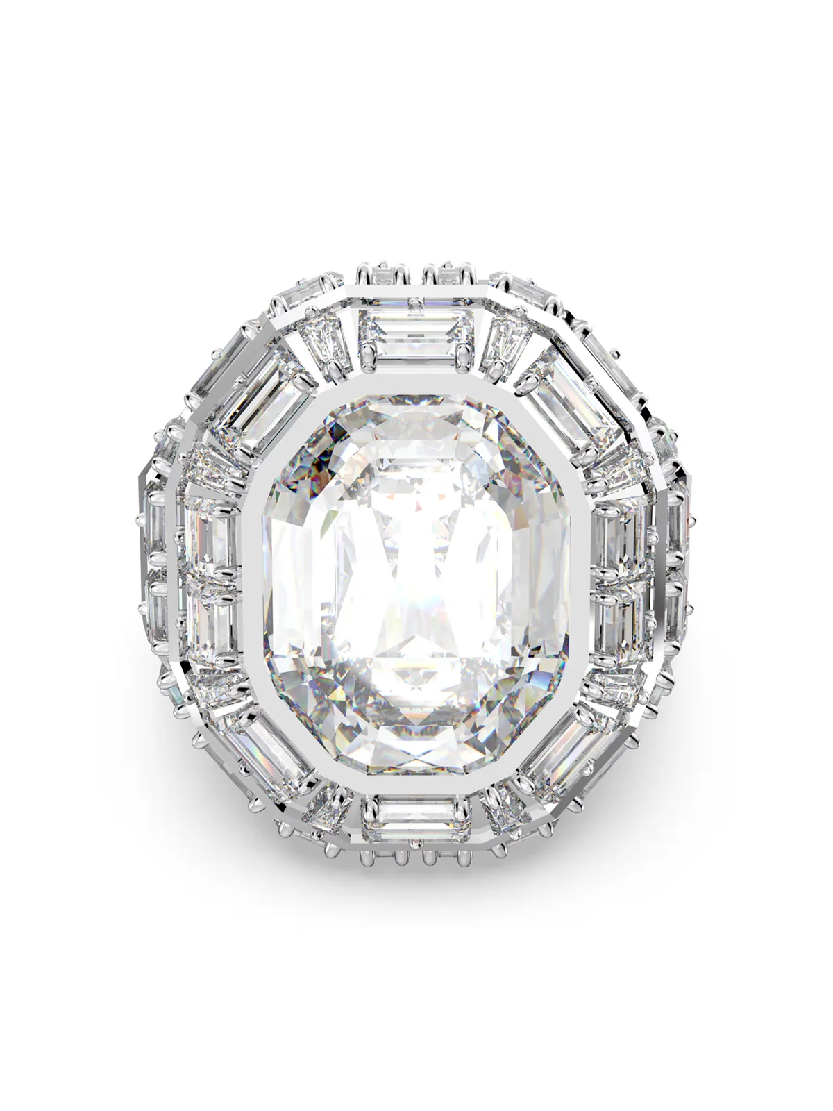 SWAROVSKI Nhẫn Mesmera Cocktail, Octagon Cut, White, Rhodium Plated