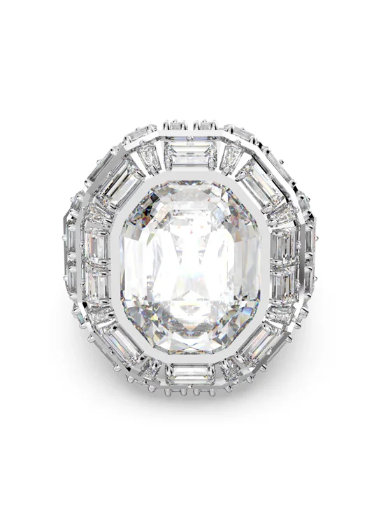 SWAROVSKI Nhẫn Mesmera Cocktail, Octagon Cut, White, Rhodium Plated