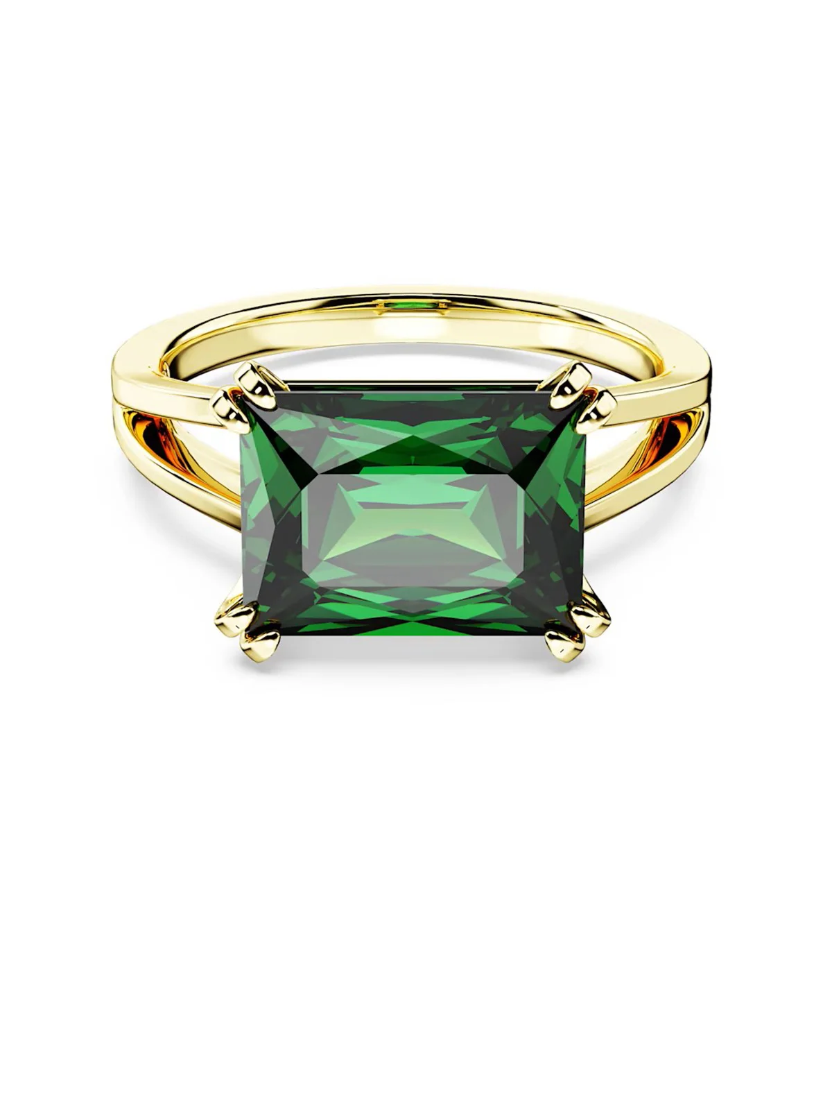 SWAROVSKI Nhẫn Matrix Cocktail, Rectangular Cut, Green, Gold-Tone Plated