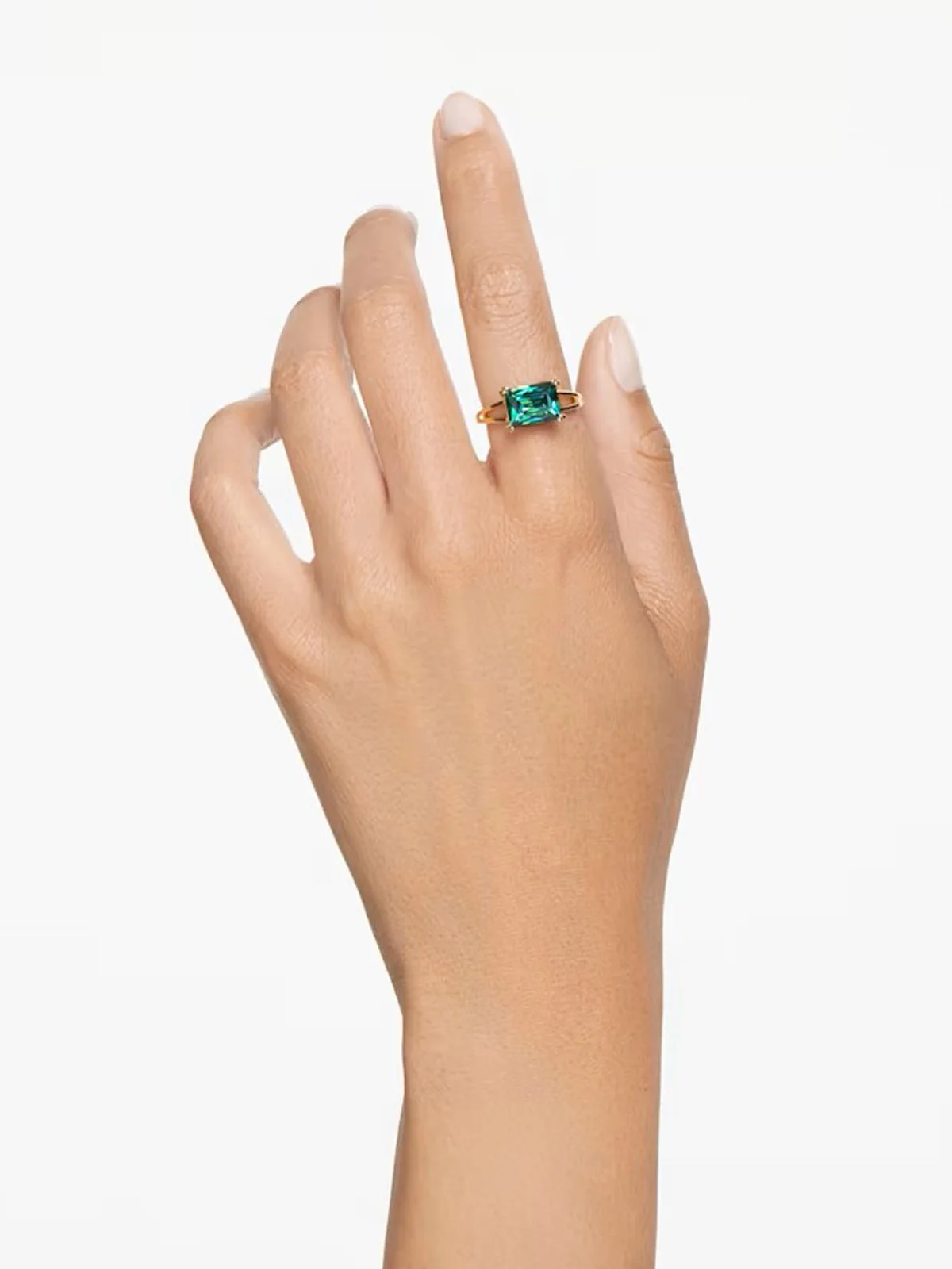 SWAROVSKI Nhẫn Matrix Cocktail, Rectangular Cut, Green, Gold-Tone Plated