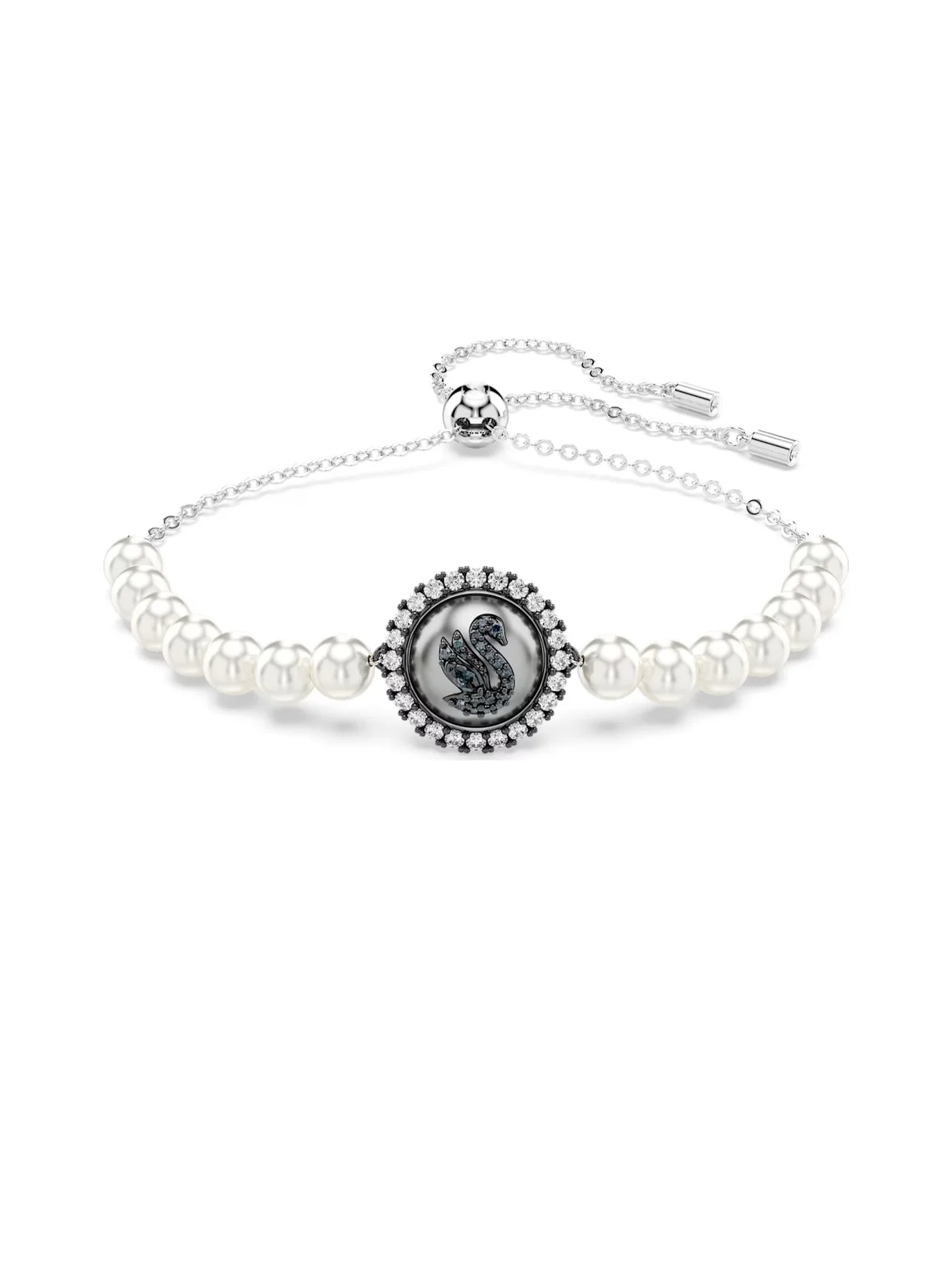 Swarovski - Vòng Tay Swan:Bracelet Prl Gry/Rhs M