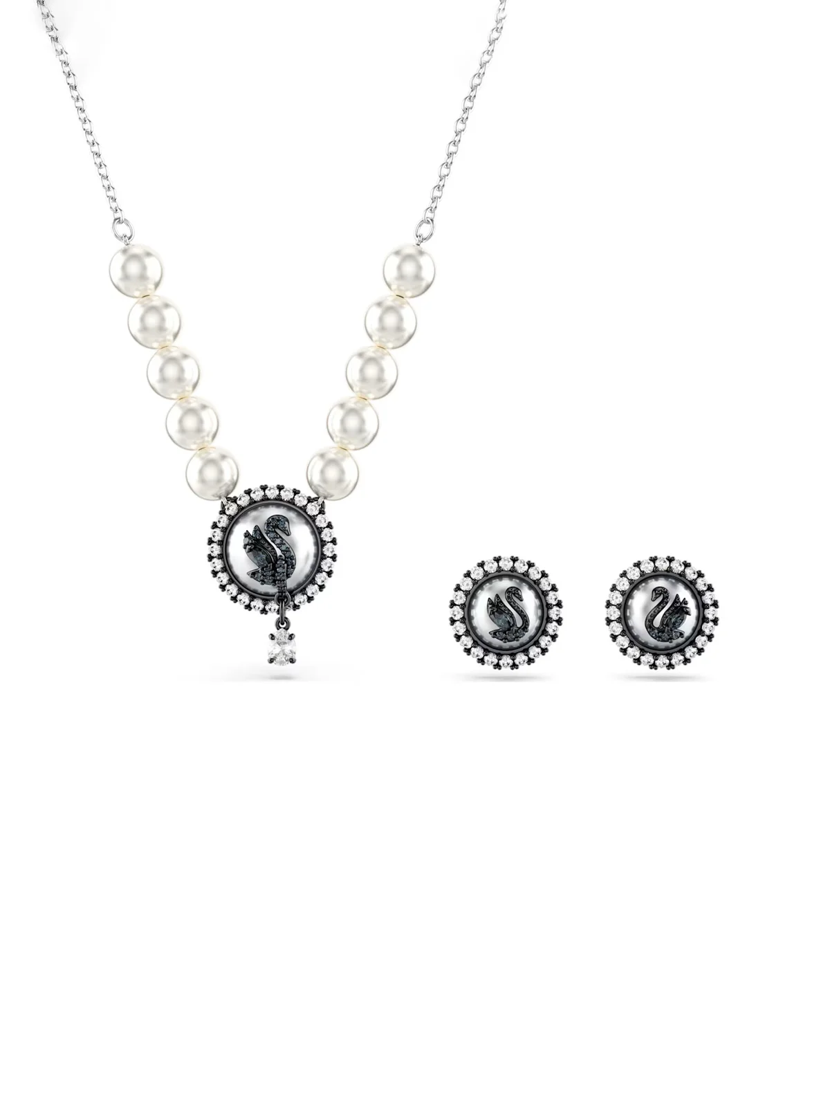 Swarovski - Bộ Trang Sức Swan:Set Prl Gry/Rhs