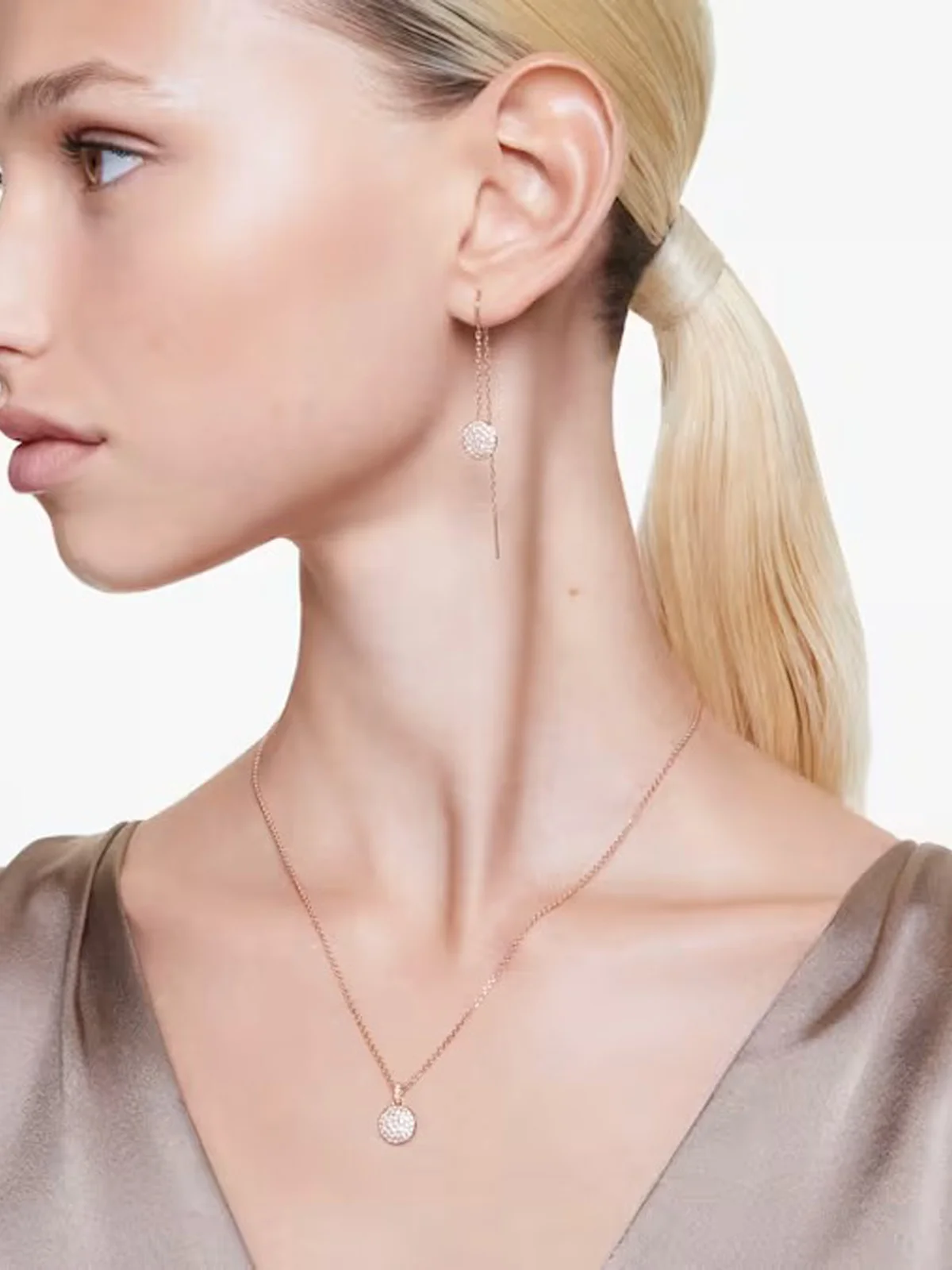 SWAROVSKI Bộ Trang Sức Meteora: Set Chain Cry/Ros
