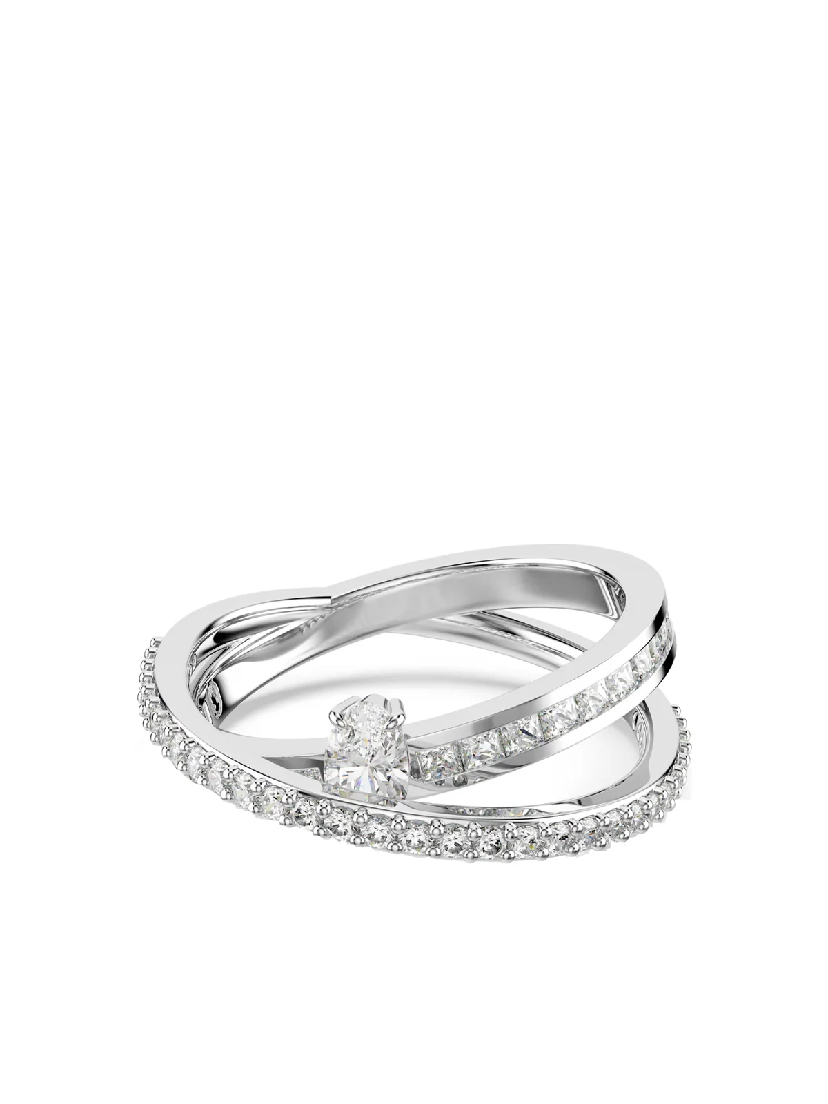 SWAROVSKI Nhẫn - Hyperbola:Ring 2Row Wht/Rhs