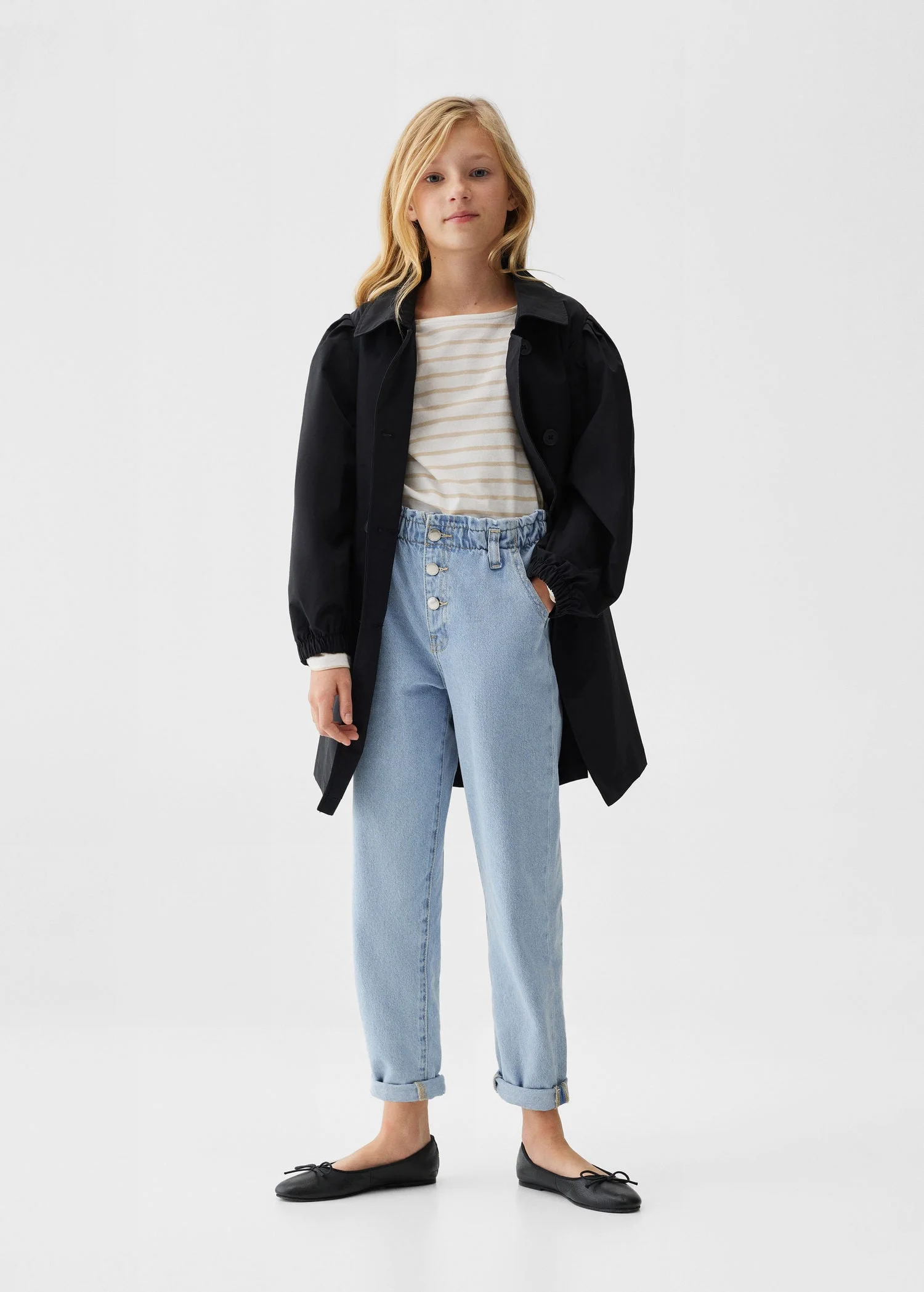 MANGO Quần Jeans Bé Gái Paperbag