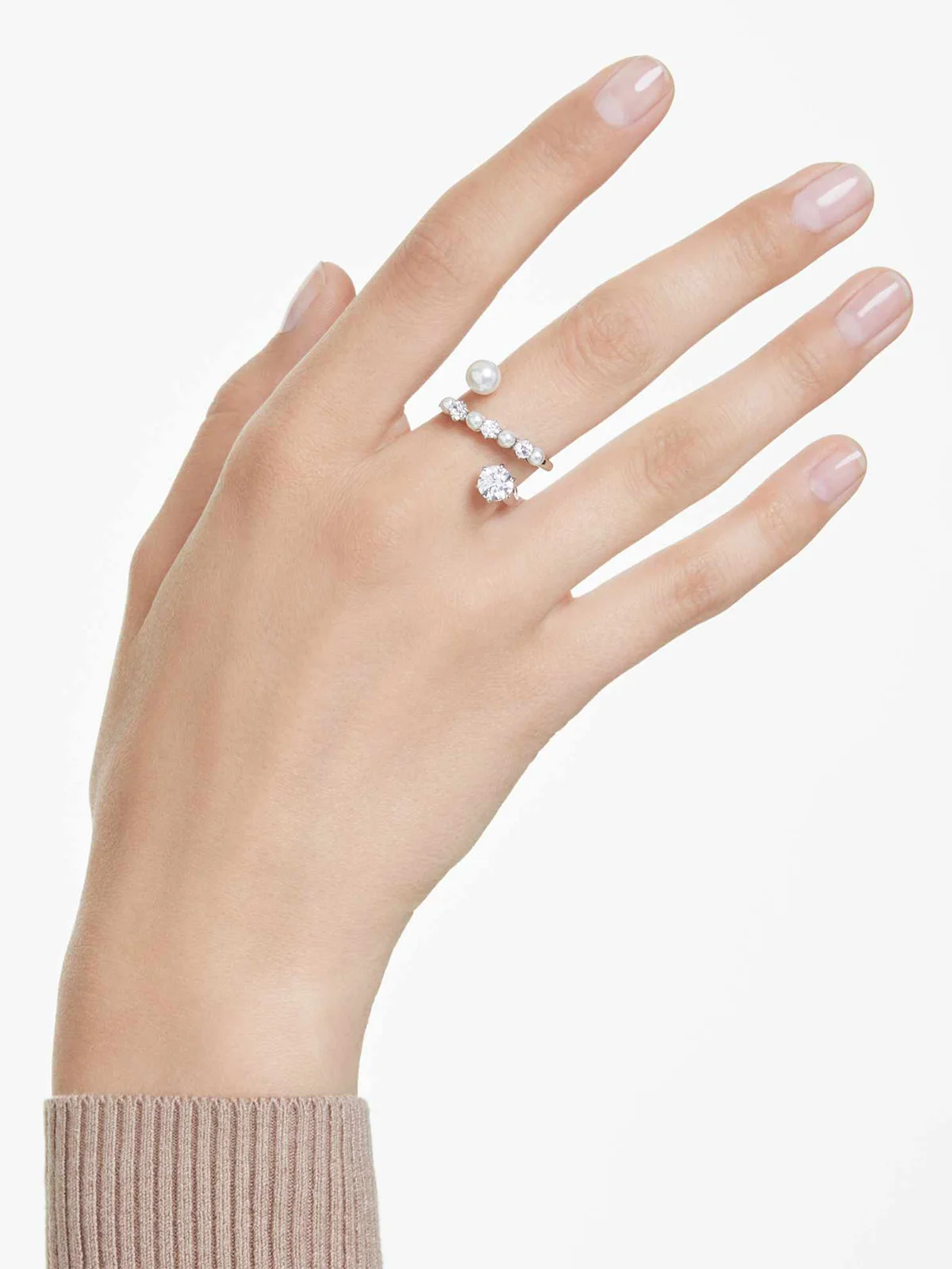 SWAROVSKI Nhẫn Matrix:Ring Pearl Wht/Rhs
