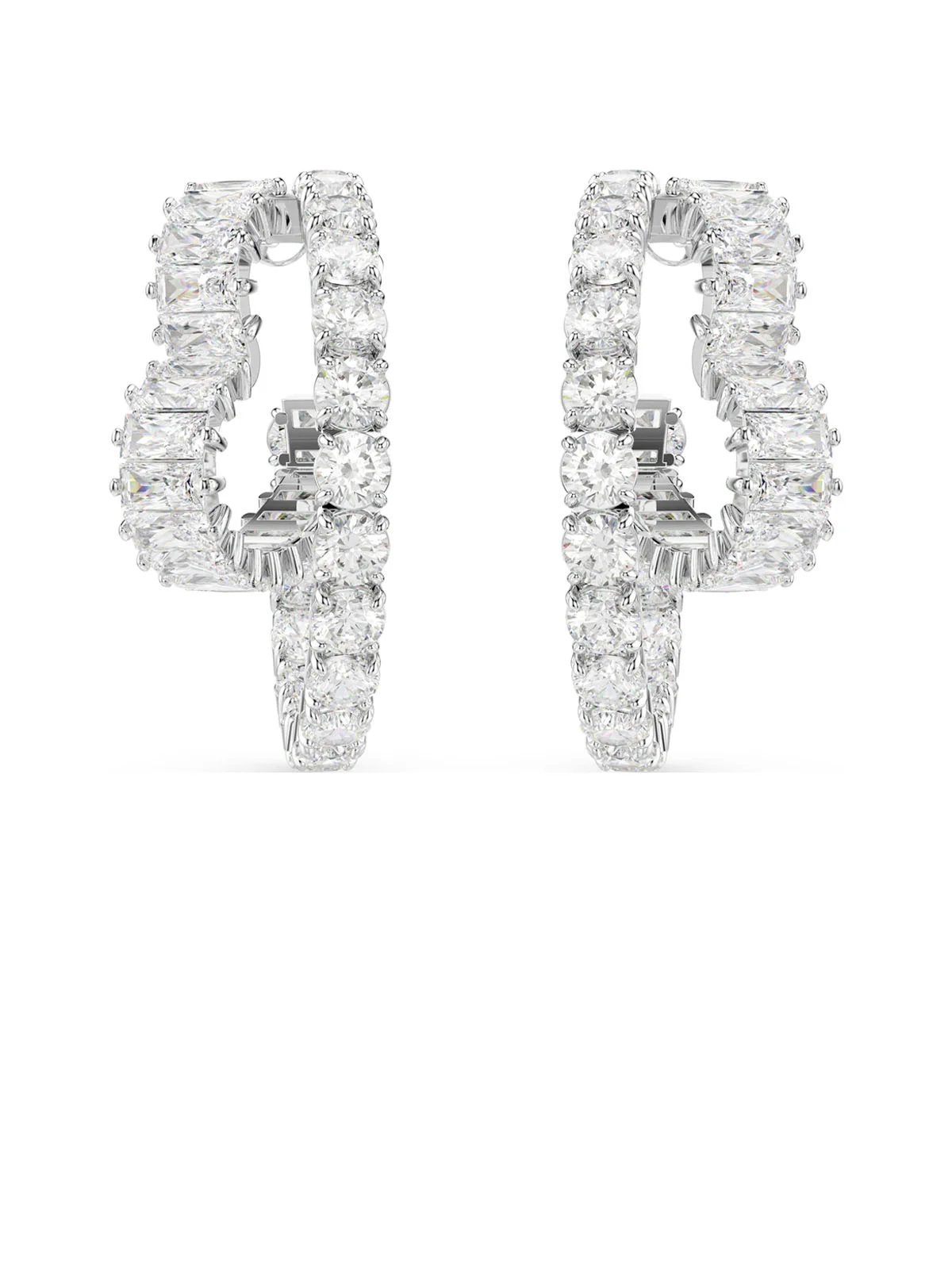 SWAROVSKI Bông Tai Matrix:Pe Heart Hoop White/Rhs