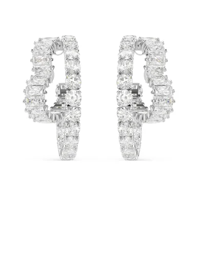 SWAROVSKI Bông Tai Matrix:Pe Heart Hoop White/Rhs