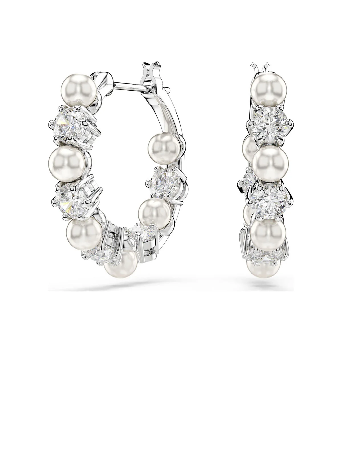 SWAROVSKI Bông Tai Matrix:Pe Pearl Hoop White/Rhs