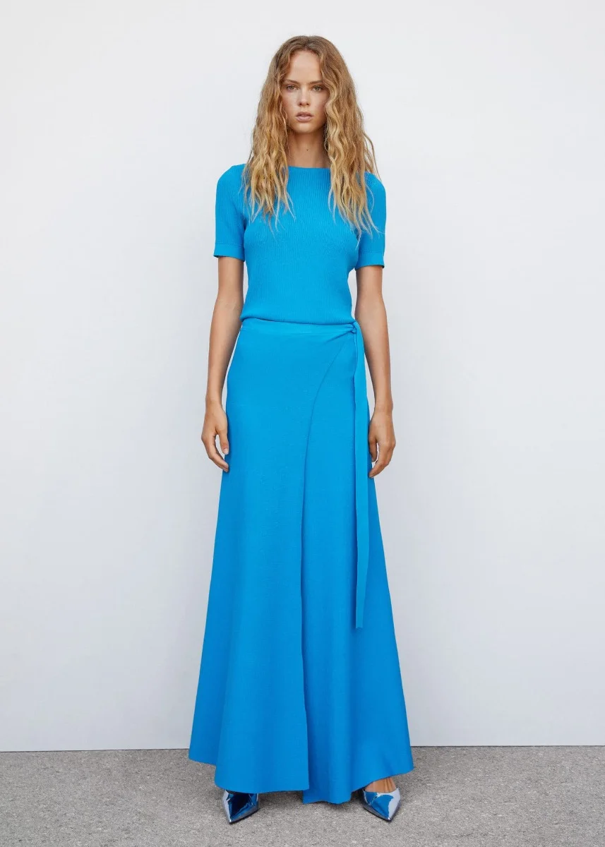 MANGO Chân Váy Nữ Blue
