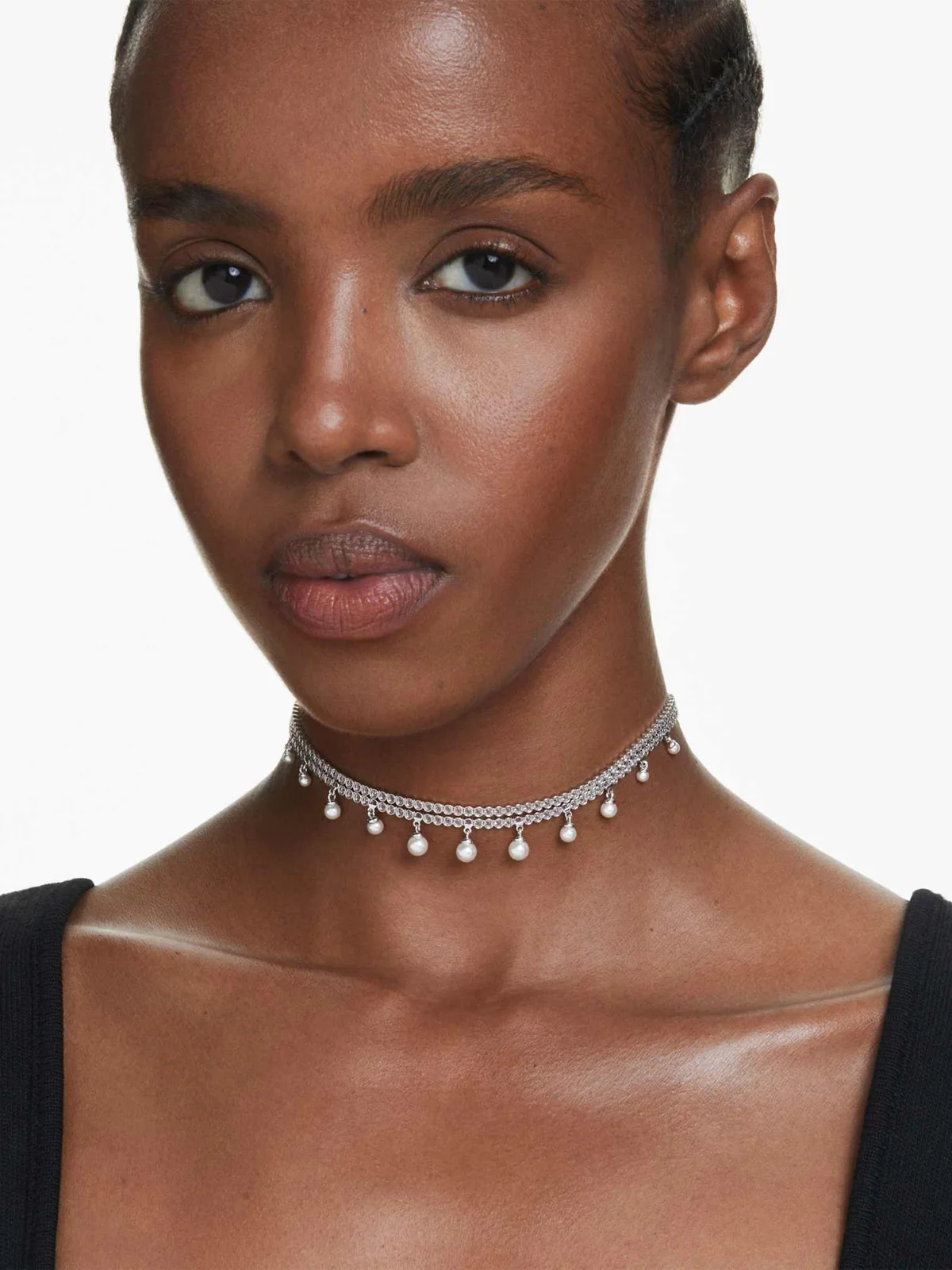 SWAROVSKI Vòng Cổ SS25 Capsule:Choker Wht/Rhs OS