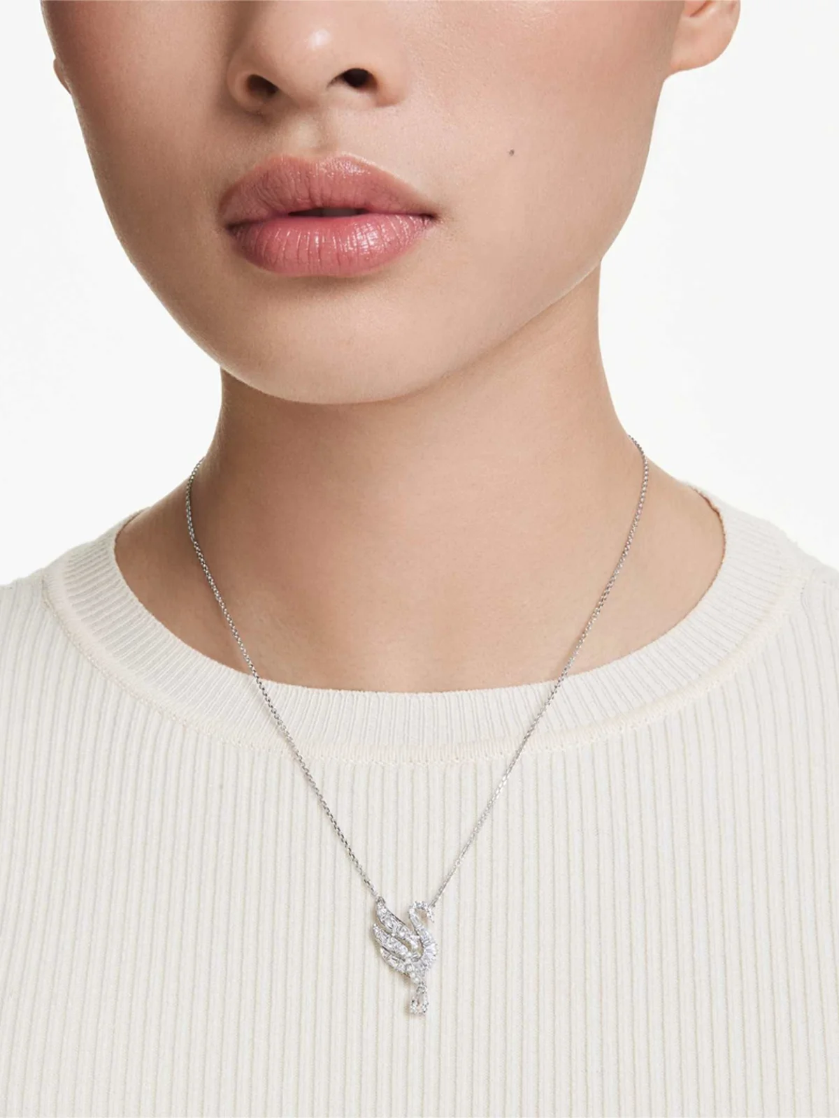 SWAROVSKI Vòng Cổ Swan:Pend Drop Whi/Rhs