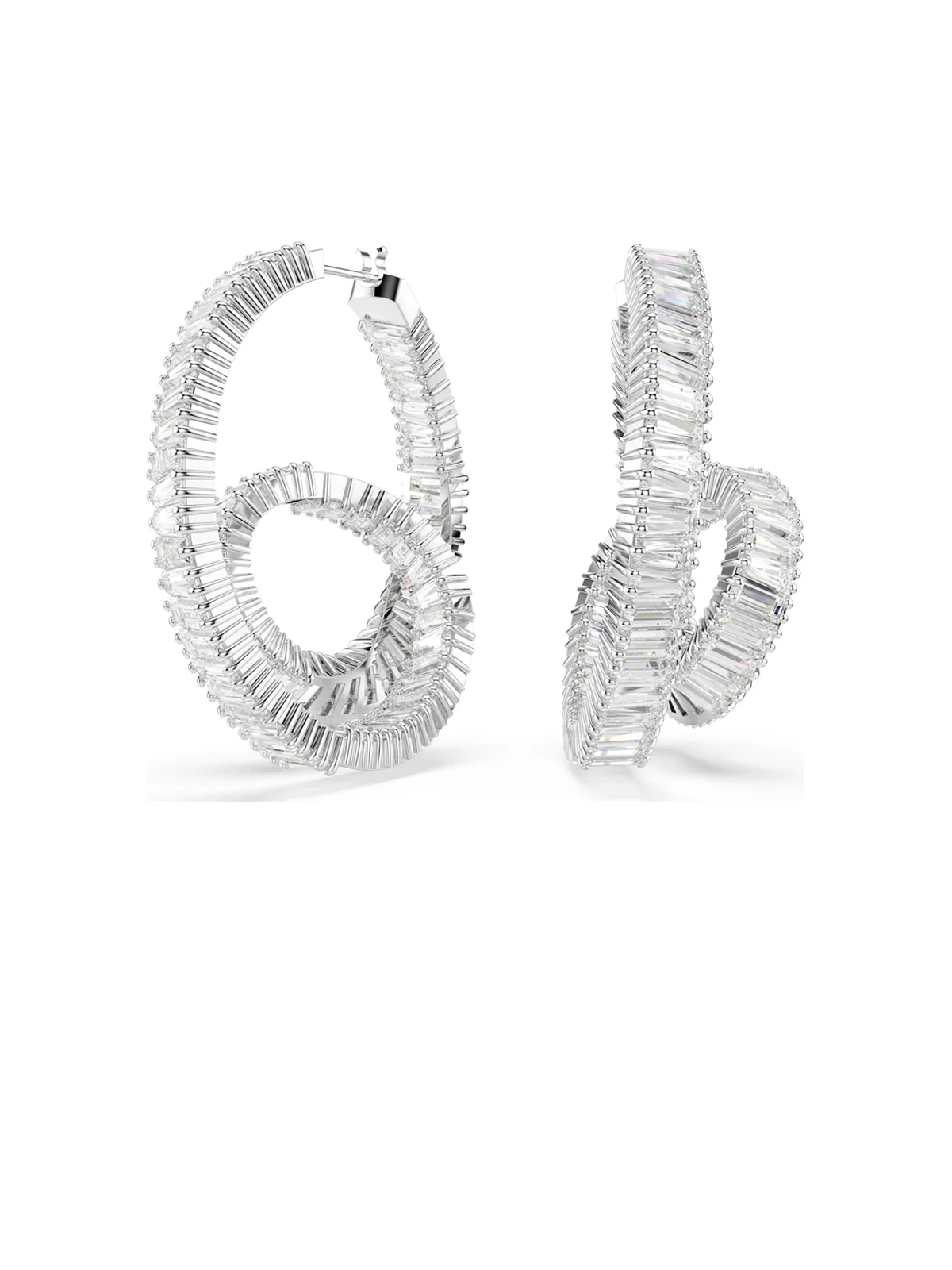 SWAROVSKI Bông Tai Matrix:Pe Hoop Twisted Whi/Rhs