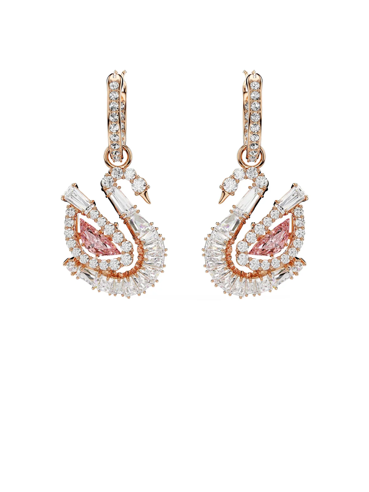 SWAROVSKI Bông Tai Swan:Pe Pink Pin/Ros