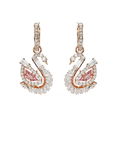 SWAROVSKI Bông Tai Swan:Pe Pink Pin/Ros